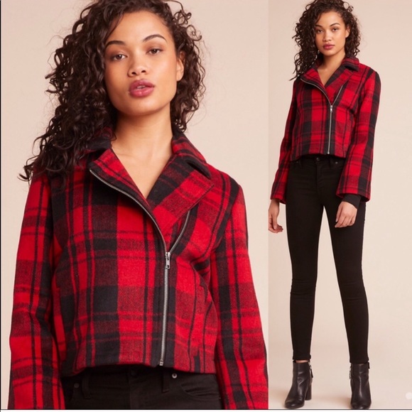 BB Dakota Jackets & Blazers - Red Plain Moto Jack